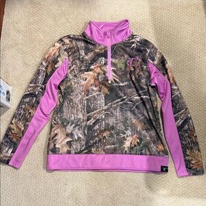 Realtree Women's Camouflage and Pink Crew Neck Sweater